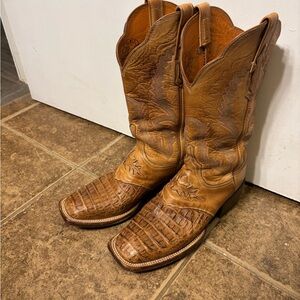 Lucchese Tan Heeled Boots Caiman